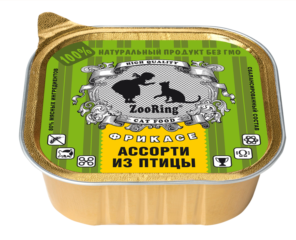 Фрикасе ассорти из птицы КОРМ ДЛЯ КОШЕК ZOORING: ПАШТЕТ АССОРТИ ИЗ ПТИЦЫ