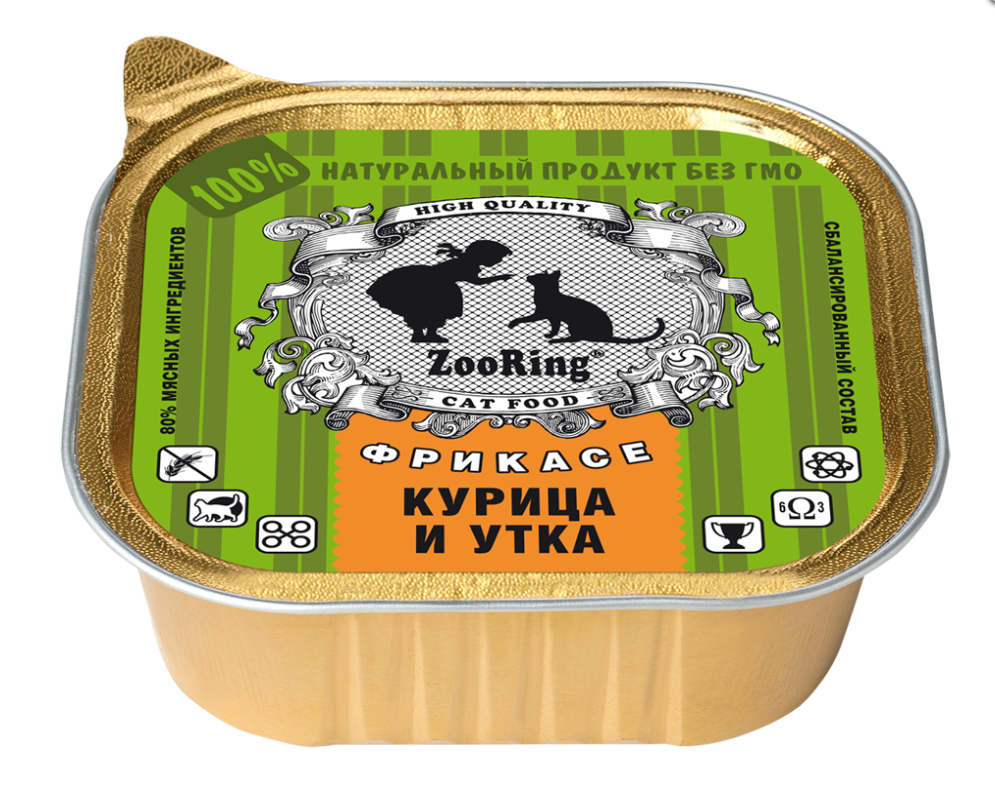Фрикасе курица и утка КОРМ ДЛЯ КОШЕК ZOORING: ПАШТЕТ КУРИЦА И УТКА