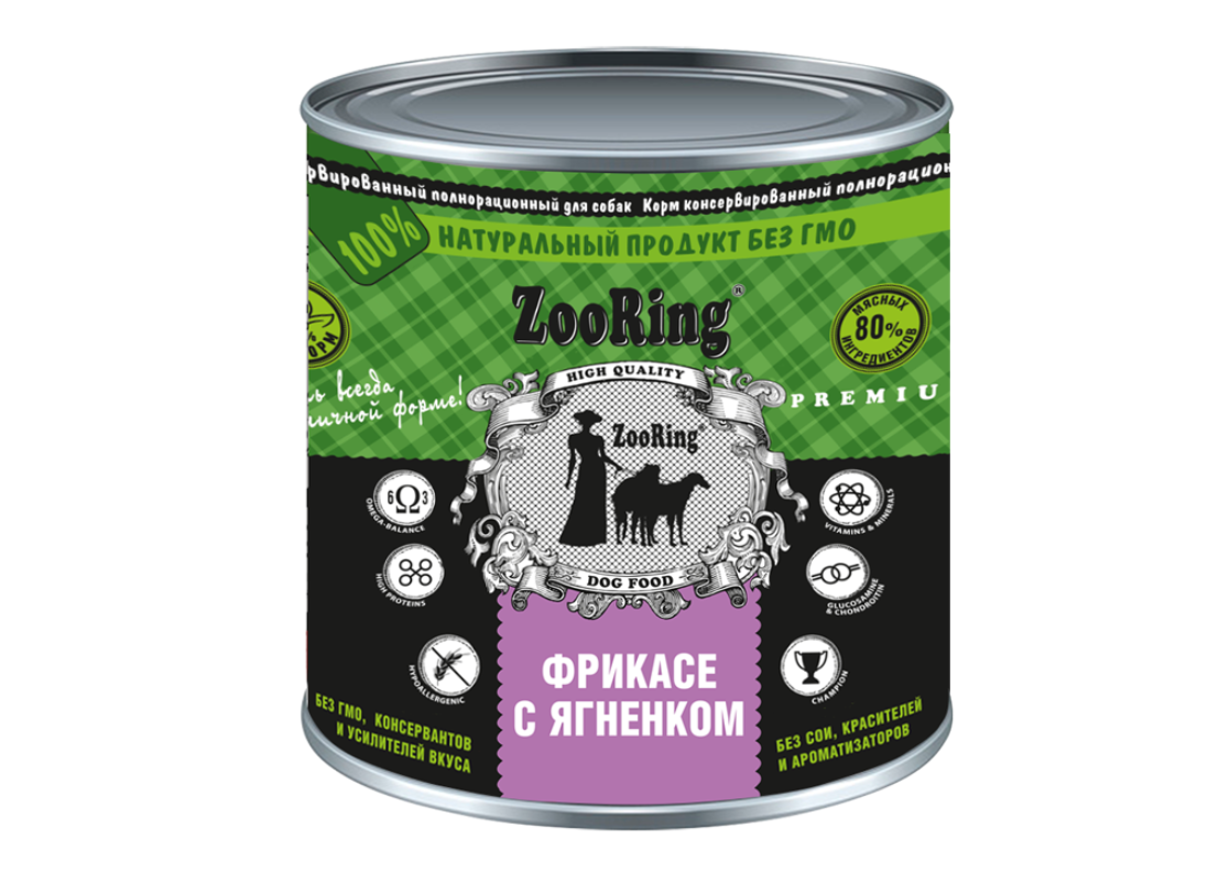 КОРМ ДЛЯ СОБАК ZOORING КОНСЕРВИРОВАННЫЙ фрикасе с ягненком 850 г КОРМ ДЛЯ СОБАК ZOORING КОНСЕРВИРОВАННЫЙ ФРИКАСЕ С ЯГНЕНКОМ