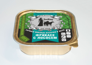 КОРМ ДЛЯ СОБАК ZOORING: КУСОЧКИ В ЖЕЛЕ ФРИКАСЕ С ЛОСОСЕМ