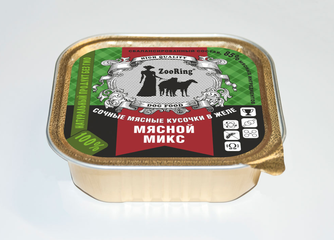 КУСОЧКИ В ЖЕЛЕ мясной микс КОРМ ДЛЯ СОБАК ZOORING: КУСОЧКИ В ЖЕЛЕ МЯСНОЙ МИКС