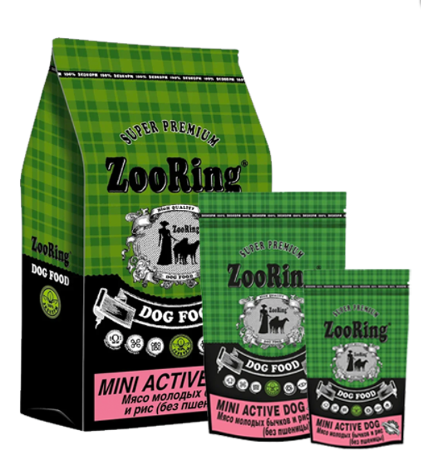 MINI ACTIVE DOG МЯСО МОЛОДЫХ БЫЧКОВ И РИС КОРМ ДЛЯ СОБАК ZOORING MINI ACTIVE DOG МЯСО МОЛОДЫХ БЫЧКОВ И РИС