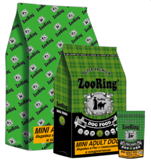 КОРМ ДЛЯ СОБАК ZOORING MINI ADULT DOG ИНДЕЙКА И РИС С ГЛЮКОЗАМИНОМ И ХОНДРОИТИНОМ