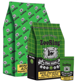КОРМ ДЛЯ СОБАК ZOORING MINI SENSITIVE ADULT DOG ИНДЕЙКА И РИС С ПРОБИОТИКАМИ