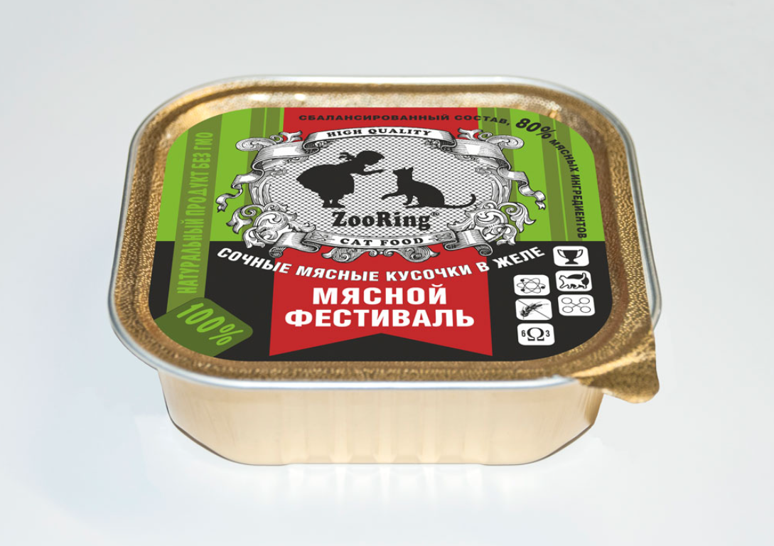 Мясной фестиваль (кусочки в желе) КОРМ ДЛЯ КОШЕК ZOORING: КУСОЧКИ В ЖЕЛЕ МЯСНОЙ ФЕСТИВАЛЬ