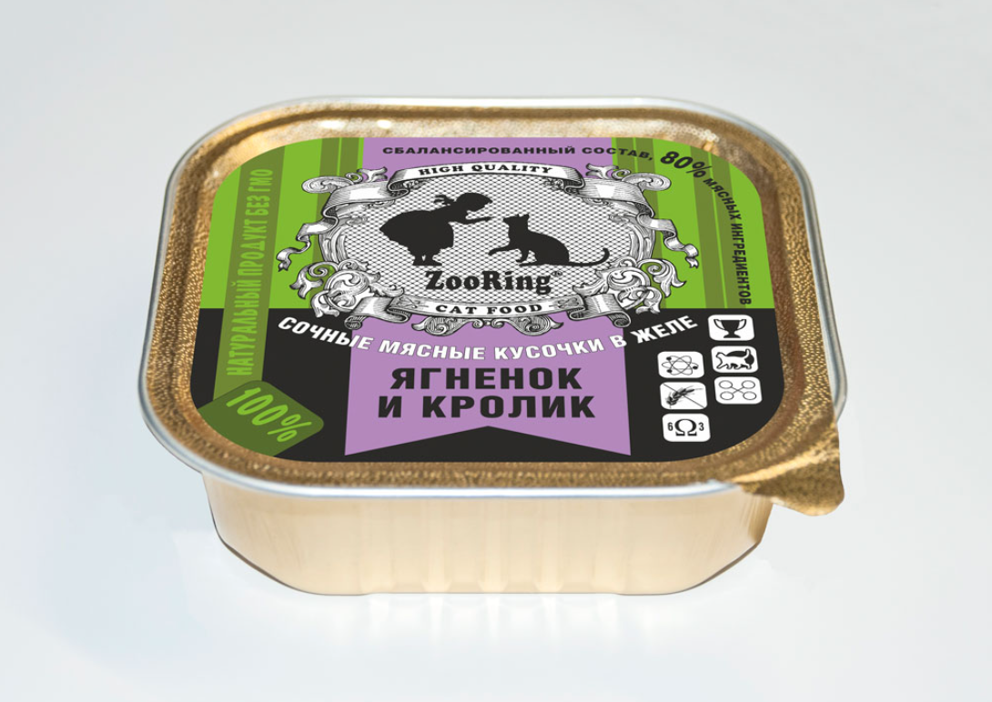 Ягненок и кролик (кусочки в желе) КОРМ ДЛЯ КОШЕК ZOORING: КУСОЧКИ В ЖЕЛЕ ЯГНЕНОК И КРОЛИК