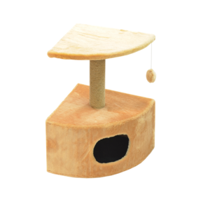 Дом д/кош., одн.мех, круглый угловой Зооник(430х430х670) бежевый